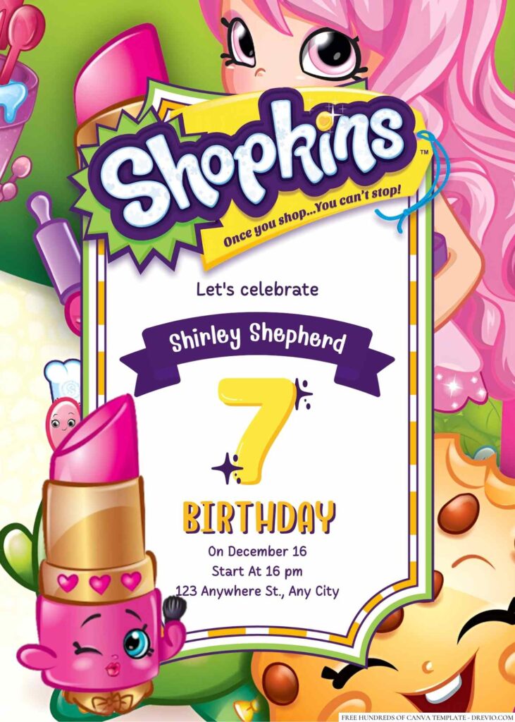 Free Editable Shopkins Birthday Invitation