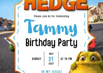Free Editable Over the Hedge Birthday Invitation