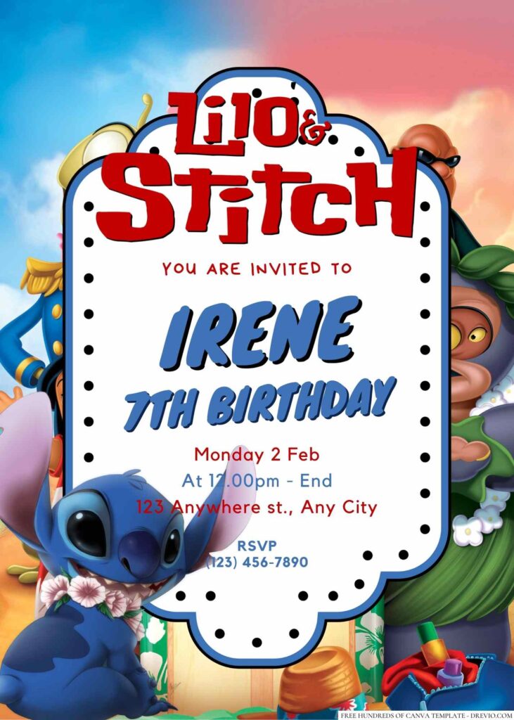 Editable Stitch Birthday Invitation Stitch Invite Template Printable Party  Invitations Stitch Digital Kids Invite Instant Download 