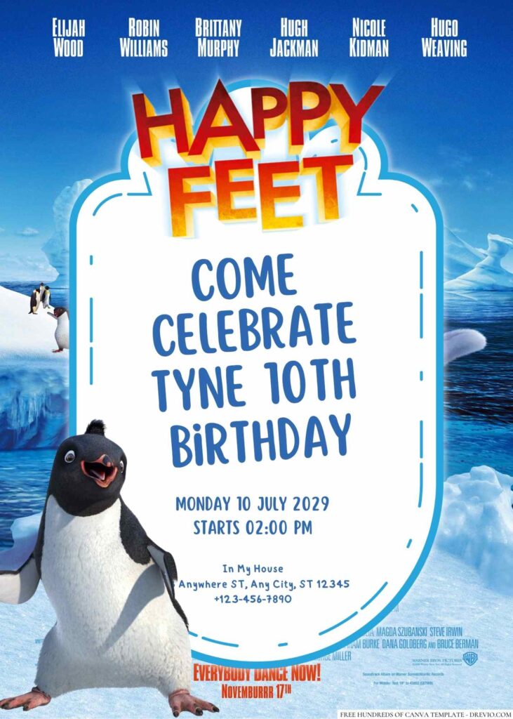 Free Editable Happy Feet Birthday Invitation 