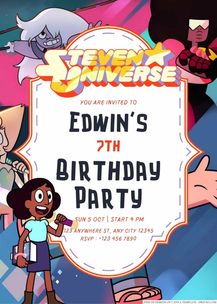 Free Editable Steven Universe Birthday Invitation