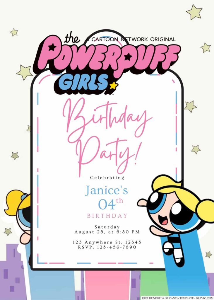 Free Editable The Powerpuff Girls Birthday Invitation