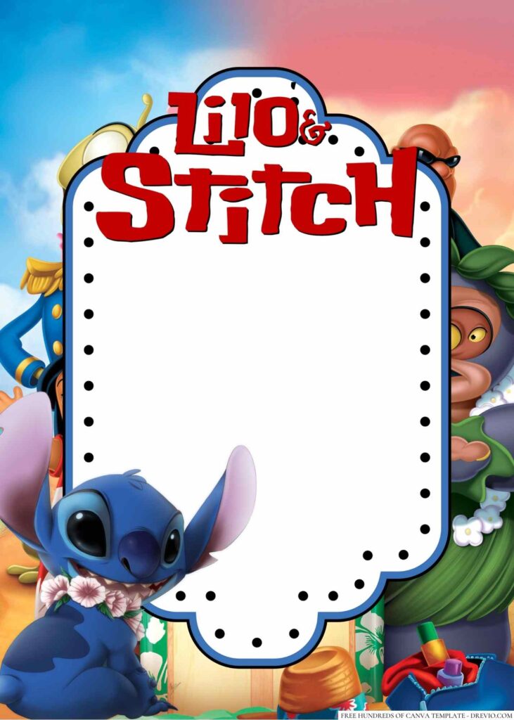 Free Editable Template Lilo & Stitch Invitation 01 2024