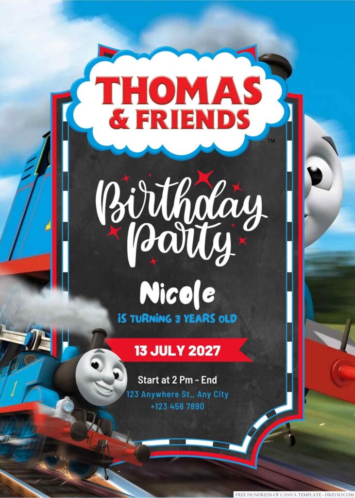 Free Editable Thomas and Friends Birthday Invitation