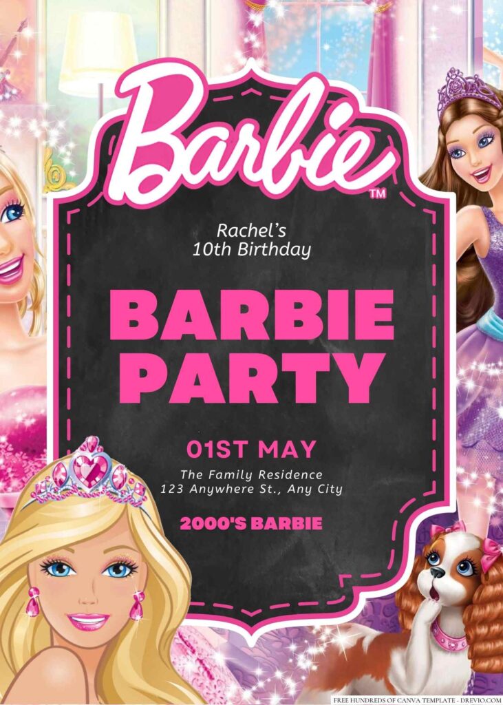 Free Editable Barbie Birthday Invitation