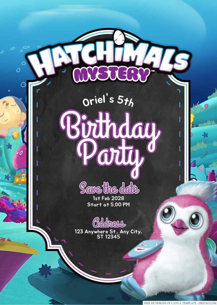 Free Editable Hatchimals Birthday Invitation