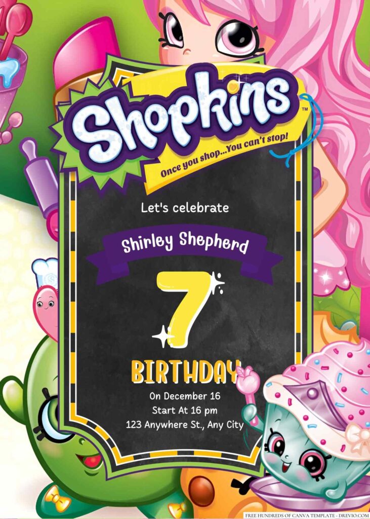 Free Editable Shopkins Birthday Invitation