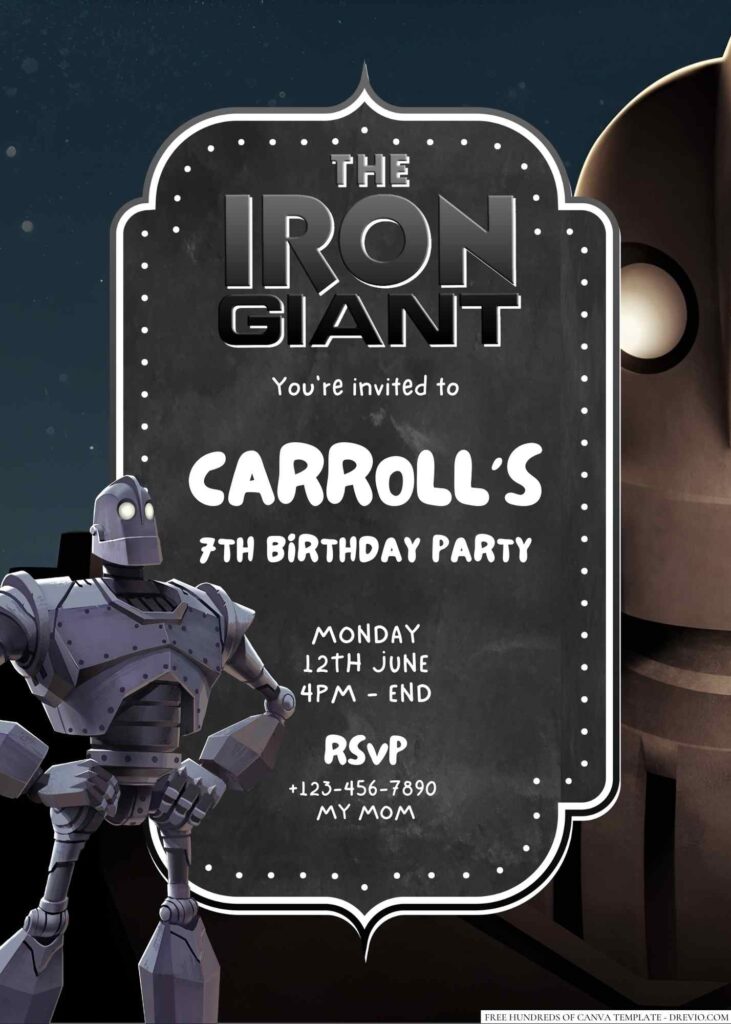 Free Editable The Iron Giant Birthday Invitation 