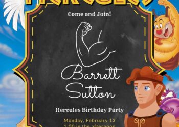 Free Editable Hercules Birthday Invitation