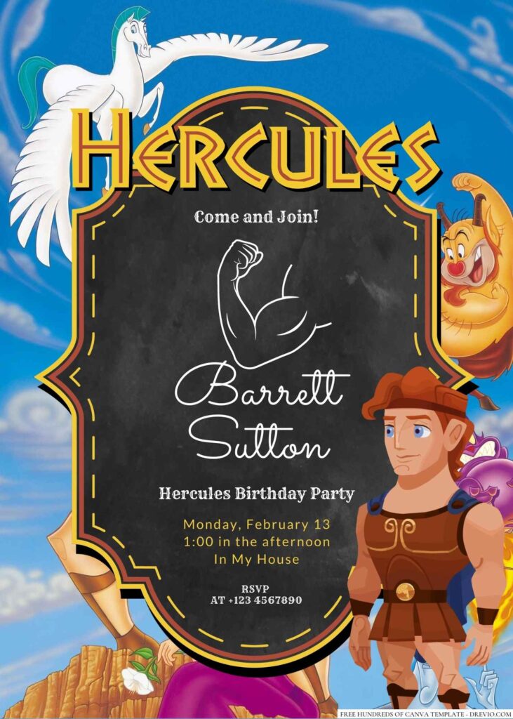 Free Editable Hercules Birthday Invitation