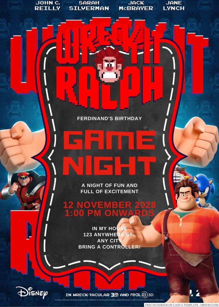 Free Editable Wreck-It Ralph Birthday Invitation 