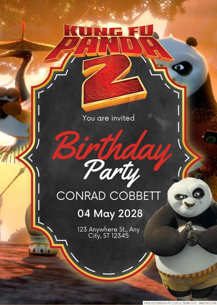 Free Editable Kung Fu Panda 2 Birthday Invitation