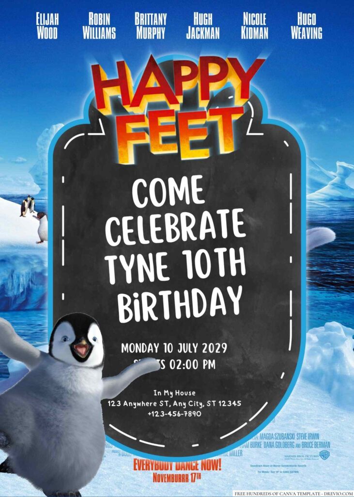 Free Editable Happy Feet Birthday Invitation 