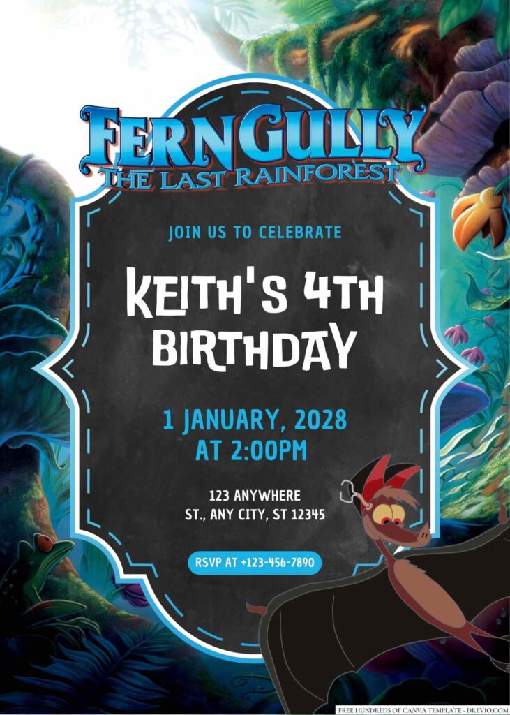 Free Editable FernGully The Last Rainforest Birthday Invitation 