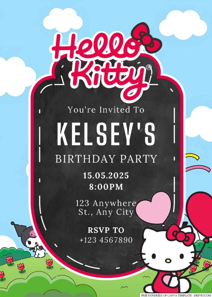 Free Editable Hello Kitty Birthday Invitation Download Hundreds Free Printable Birthday