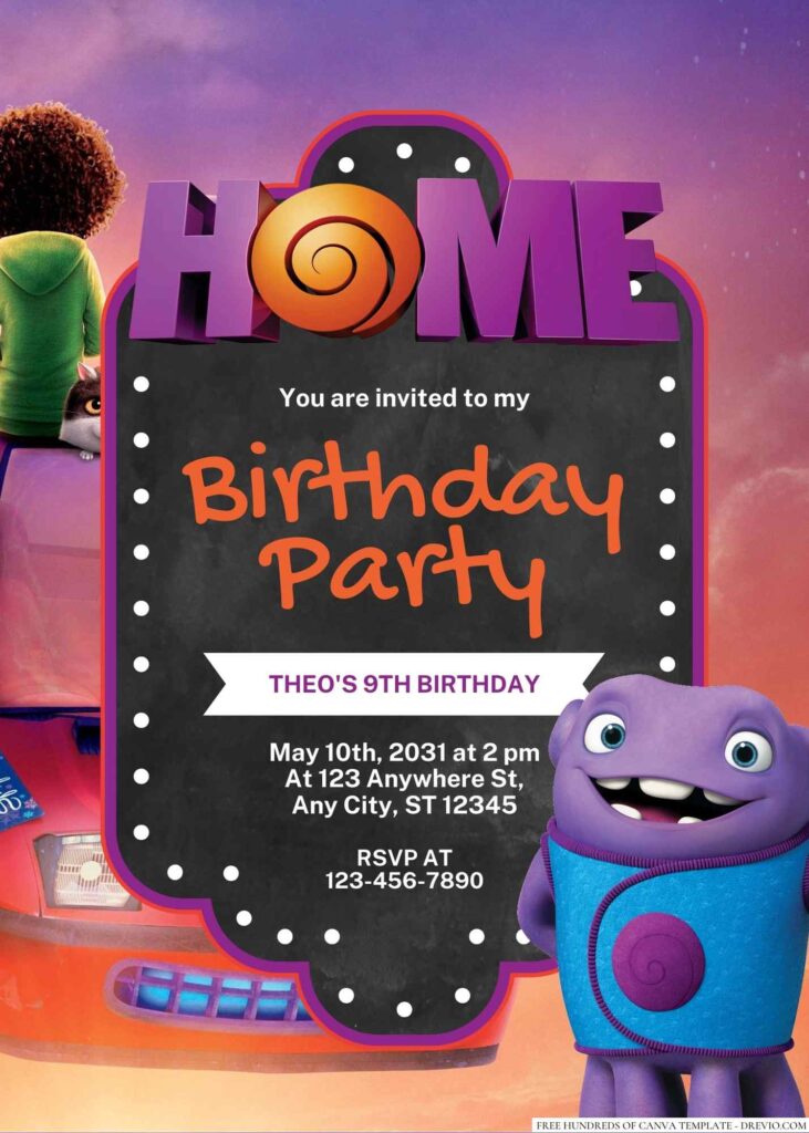 Free Editable Home (2015) Birthday Invitation