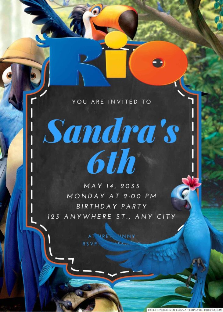 Free Editable Rio Birthday Invitation