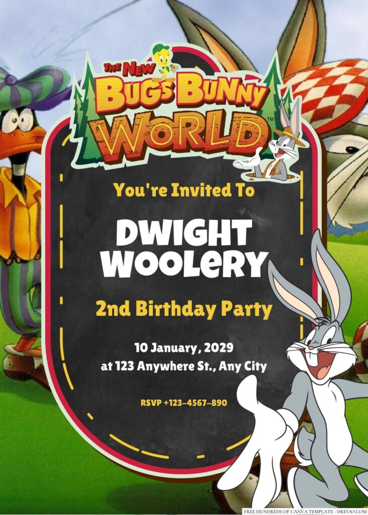 Free Editable The Bugs Bunny Birthday Invitation 