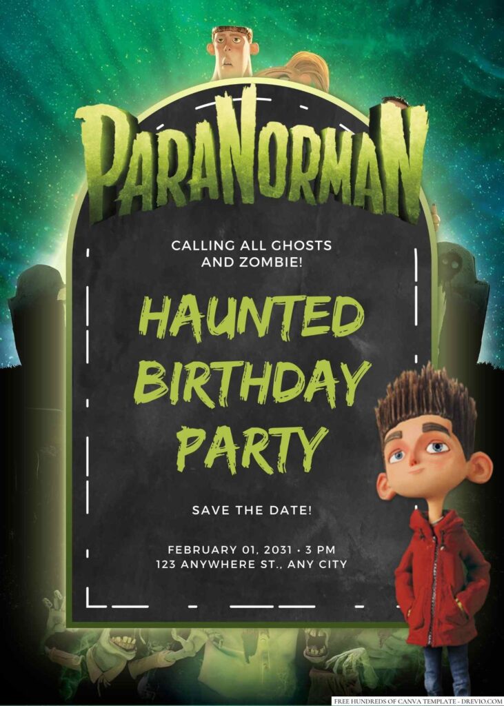 Free Editable ParaNorman Movie Birthday Invitation 