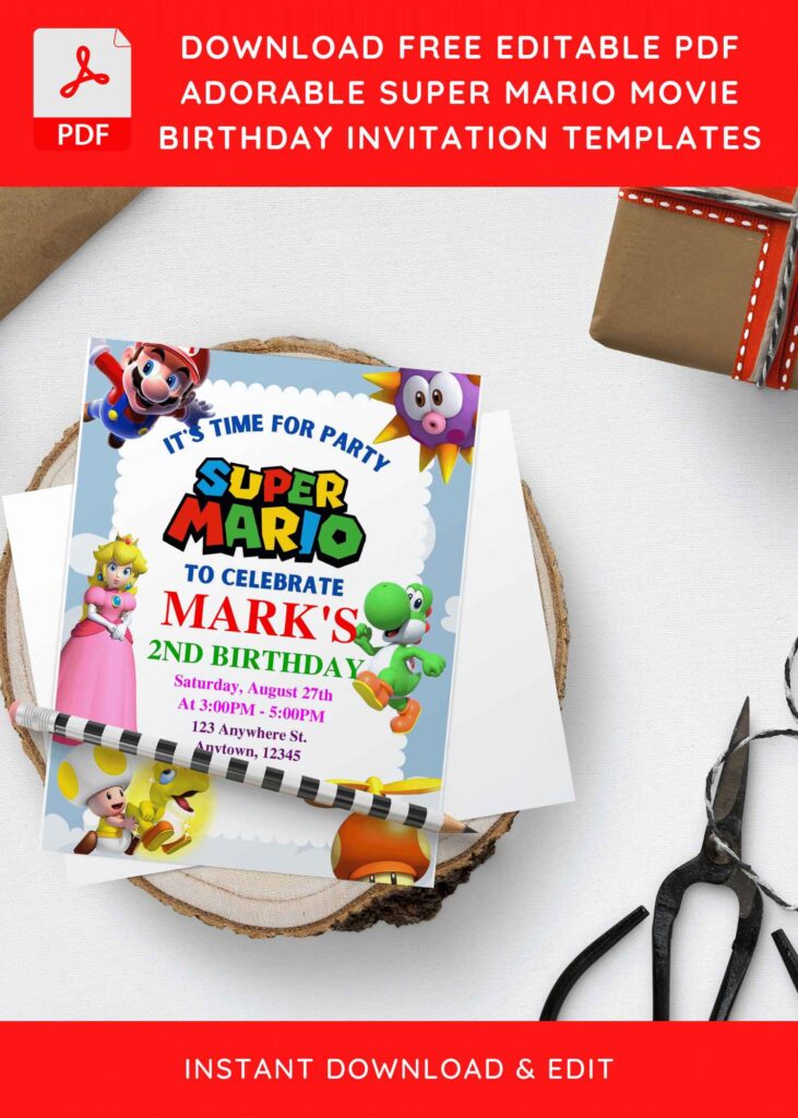 Invitation Template of (Free Editable PDF) The Super Mario Bros Birthday Invitation Templates 2