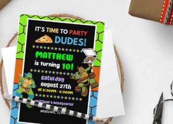 (Free Editable PDF) Epic Mutant Mayhem TMNT Birthday Invitation Templates