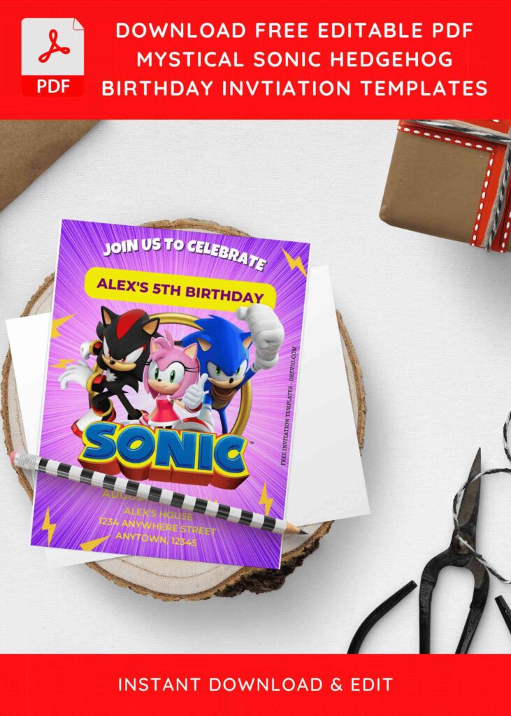 Invitation Template of (Free Editable PDF) Mystical Sonic The Hedgehog Birthday Invitation Templates 4