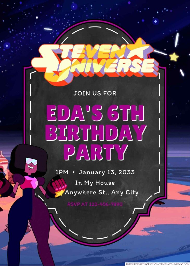 Free Editable Garnet (Steven Universe) Birthday Invitation