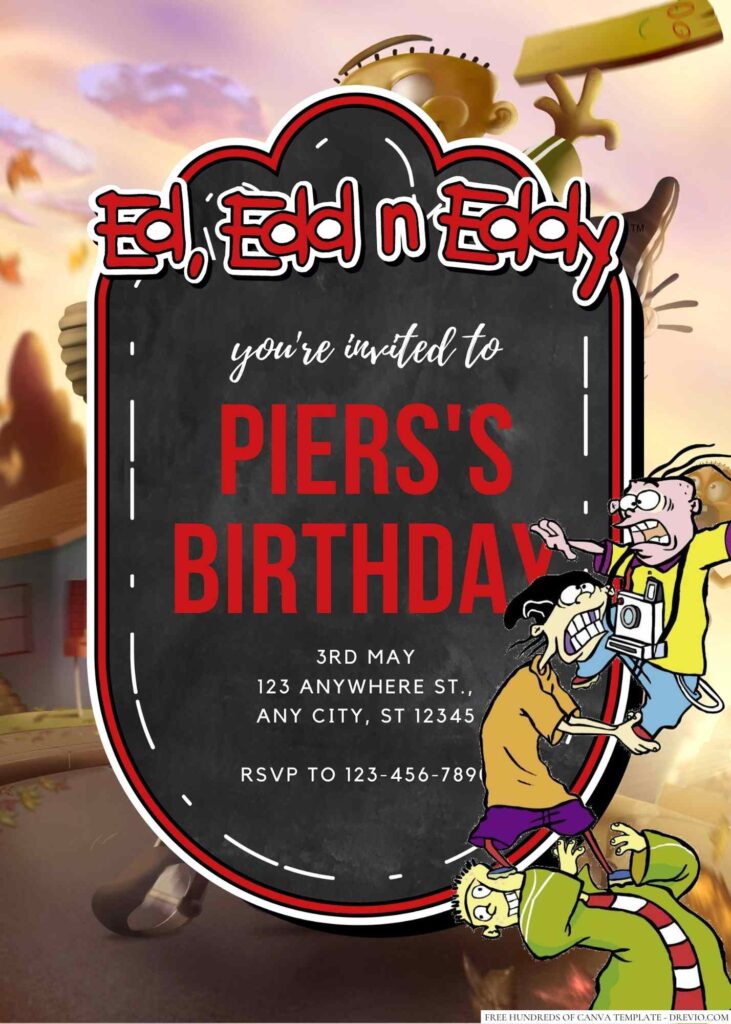 Free Editable Ed, Edd & Eddy Birthday Invitation