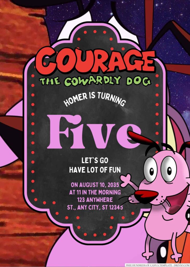 Courage the Cowardly Dog Birthday Invitation