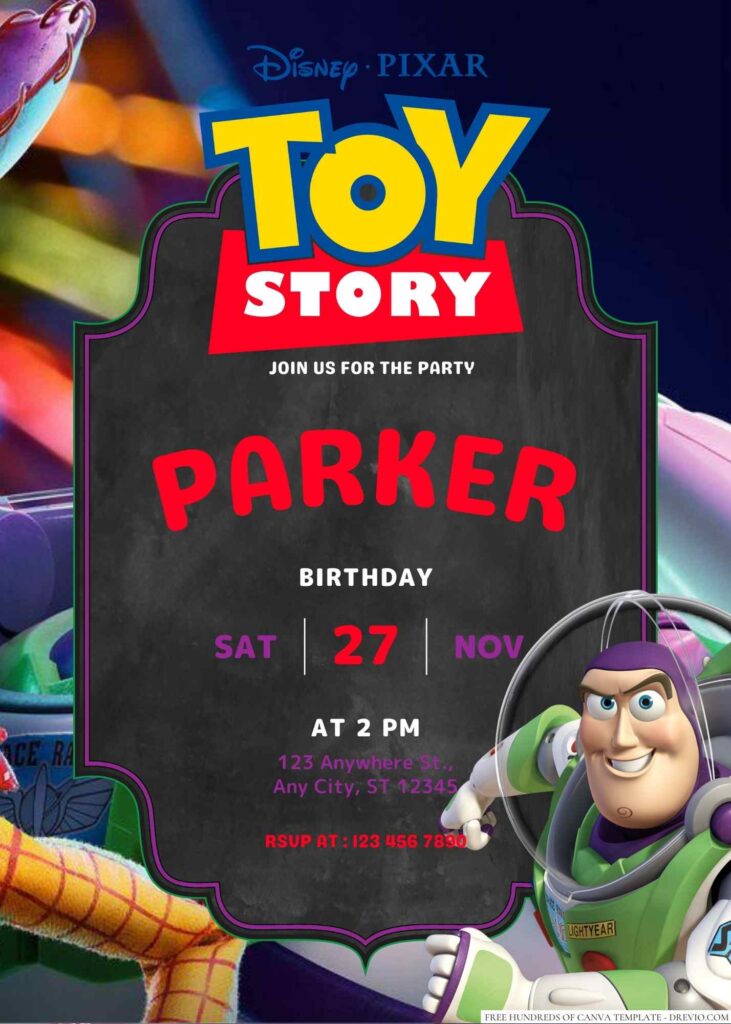Free Editable Buzz Lightyear Birthday Invitation