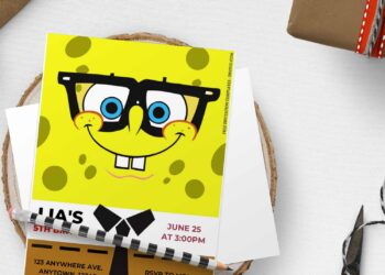 (Free Editable PDF) Playful SpongeBob SquarePants Birthday Invitation Templates
