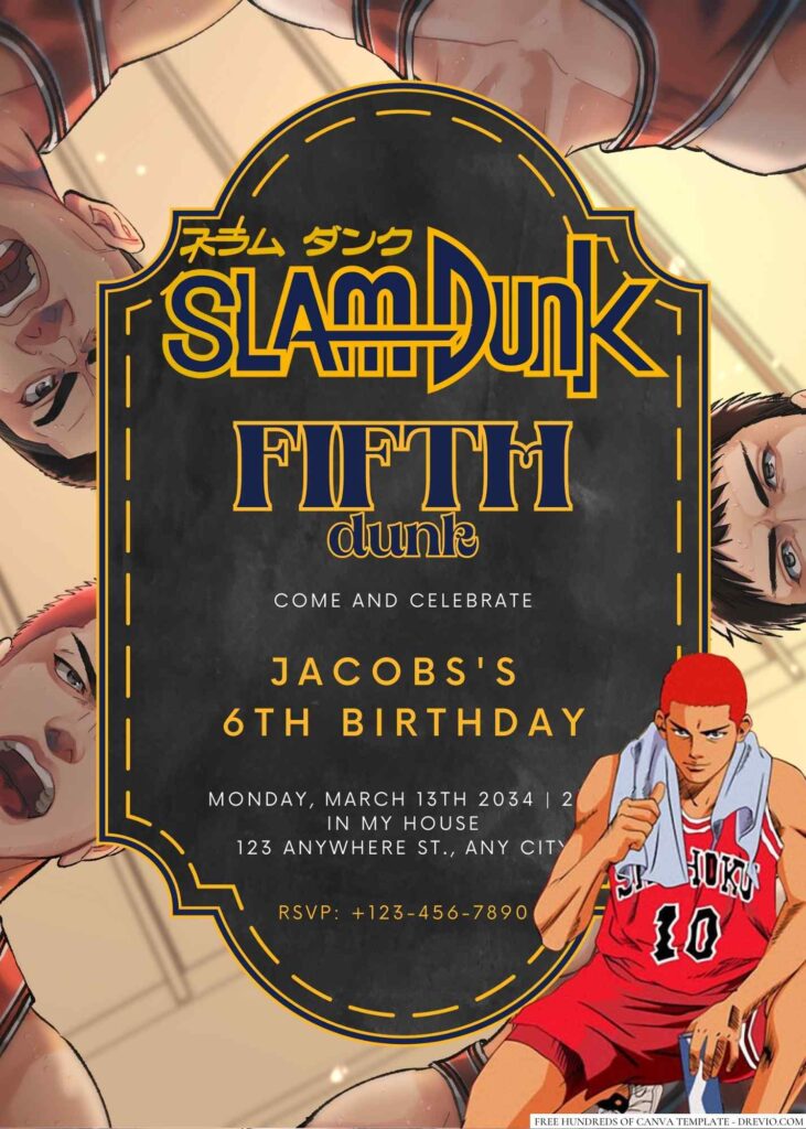 Slam Dunk Birthday Invitation