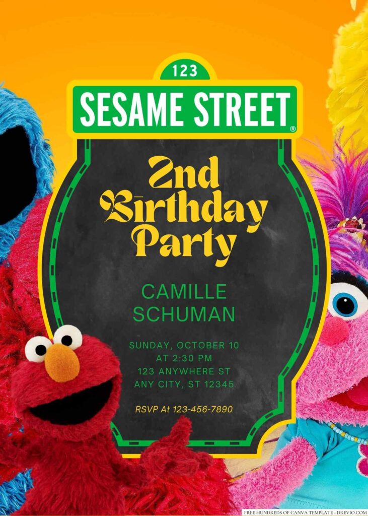Free Editable Elmo from Sesame Street Birthday Invitation