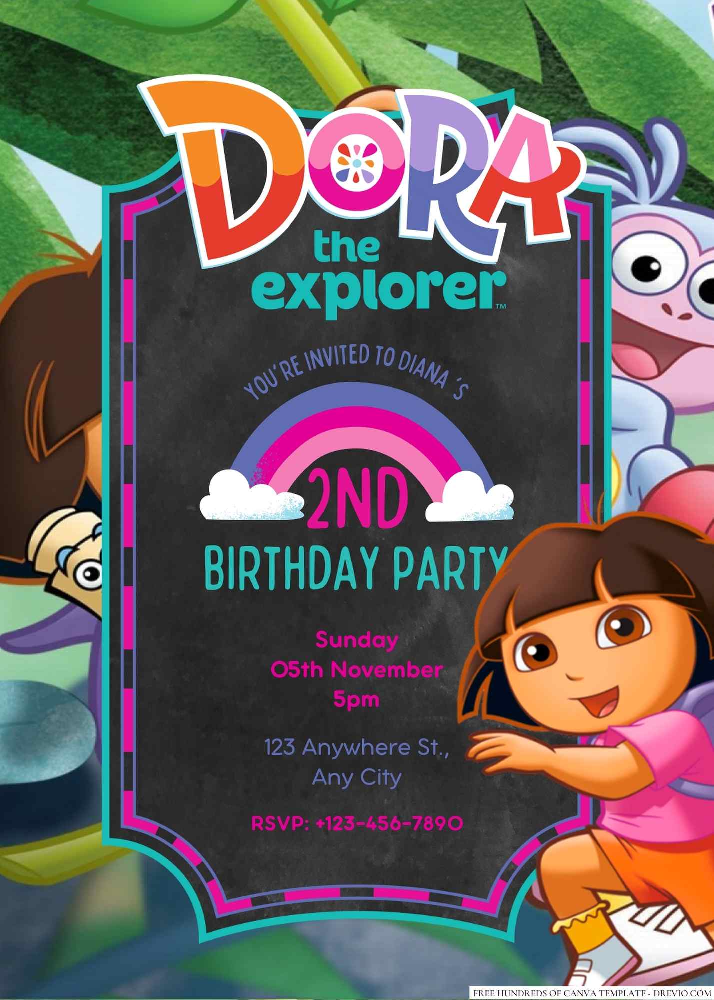 22+ Dora the Explorer Canva Birthday Invitation Templates | Download ...
