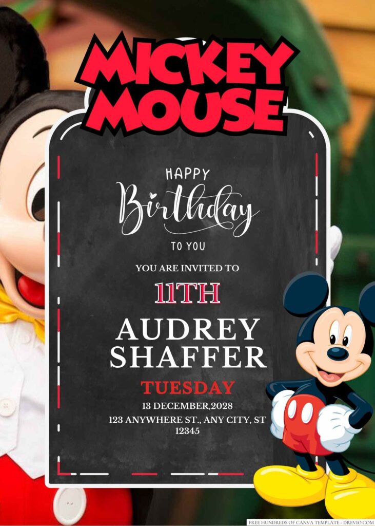 Free Editable Mickey Mouse Birthday Invitation