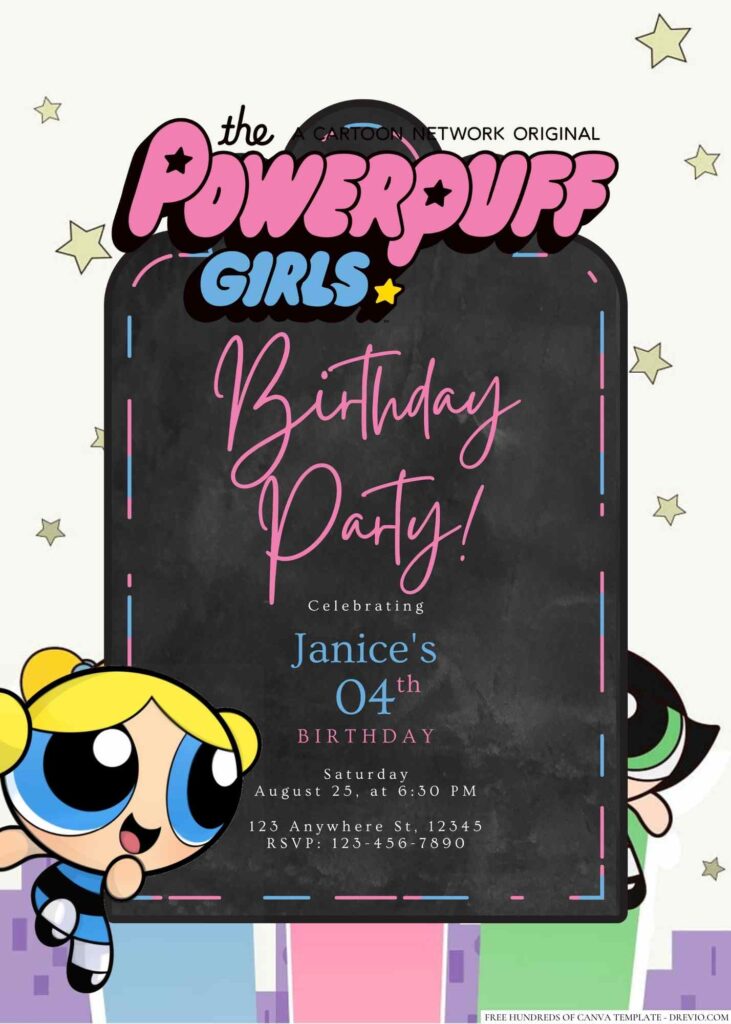 Free Editable The Powerpuff Girls Birthday Invitation