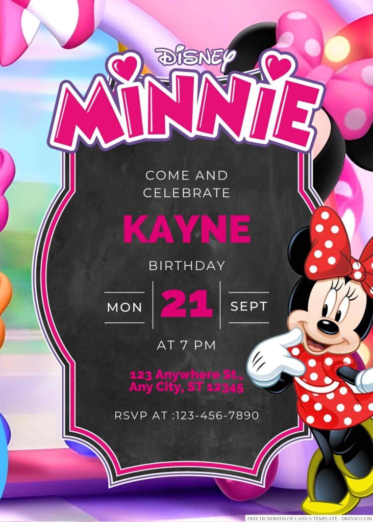 Free Editable Minnie Mouse Birthday Invitation