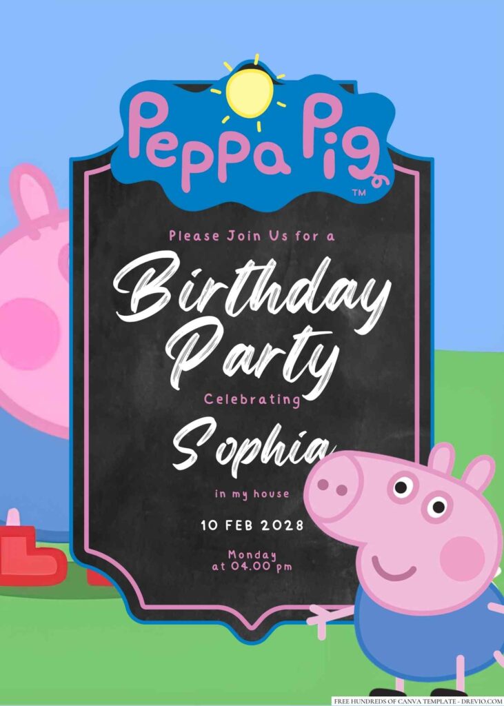 Free Editable George Pig Birthday Invitation