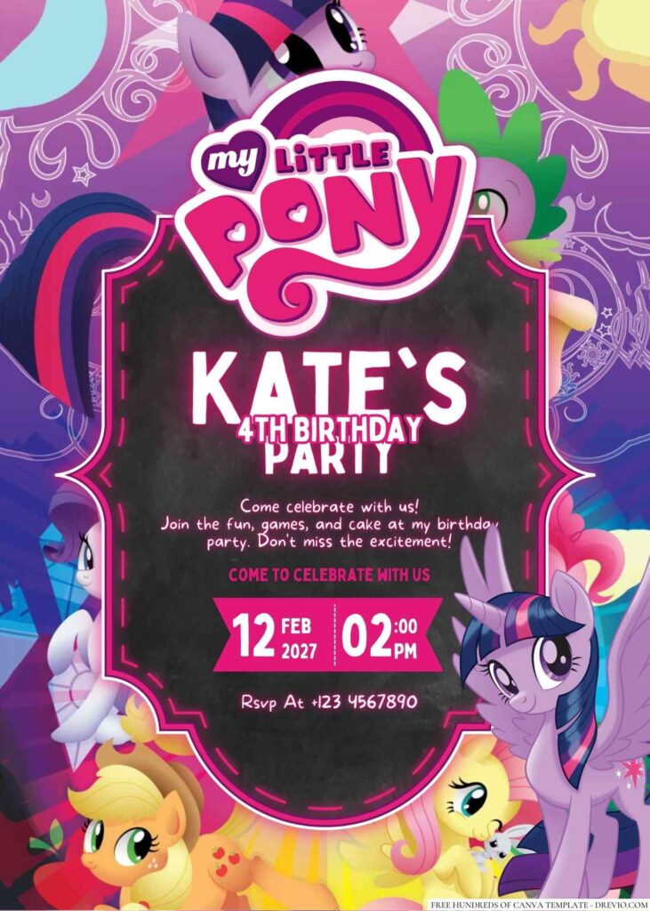 Free Editable My Little Pony Birthday Invitation