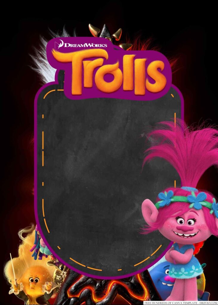 Invitation Template of 20+ Trolls Canva Birthday Invitation Templates 2