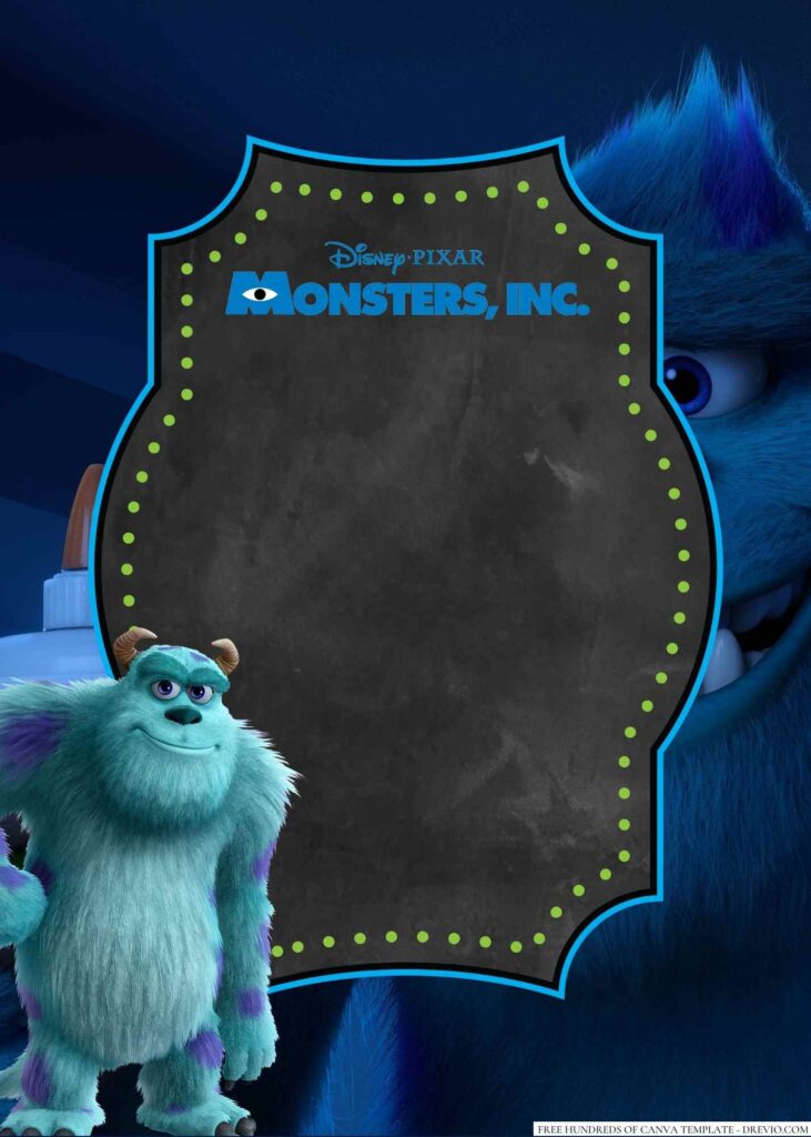 Invitation Template of 18+ Sulley Monsters Inc. Canva Birthday invitation Templates 2