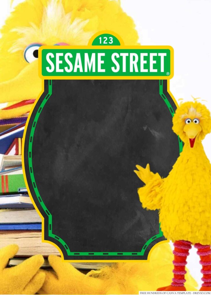 Invitation Template of 20+ Big Bird Sesame Street Canva Birthday invitation Templates 2