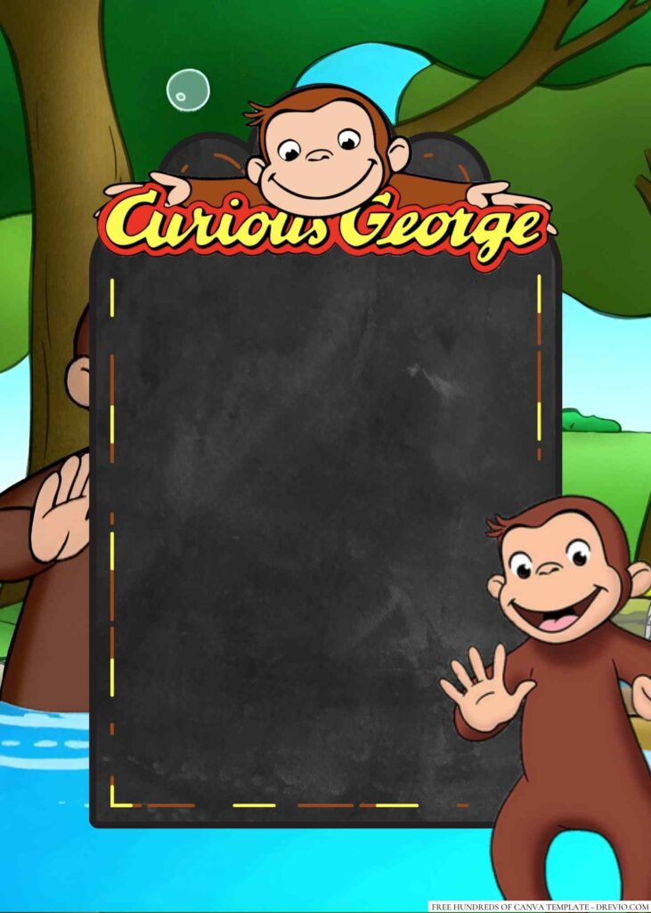 Invitation Template of 20+ Curious George Canva Birthday Invitation Templates 2