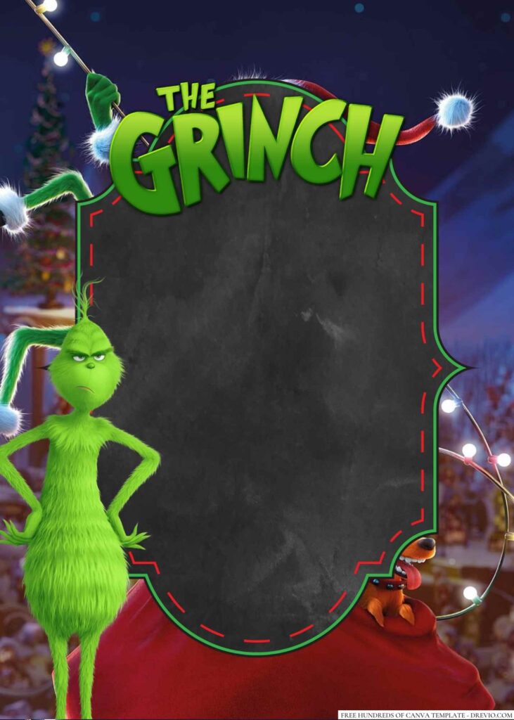 Invitation Template of 22+ The Grinch Canva Birthday Invitation Templates 2