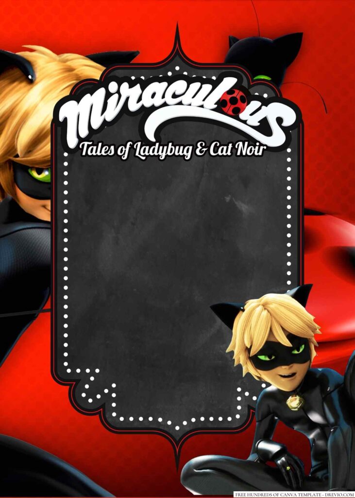 Invitation Template of 18+ Miraculous Ladybug and Cat Noir Canva Birthday Invitation Templates 2