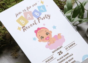 (Free Editable PDF) Watercolor Baby Reveal Invitation Templates