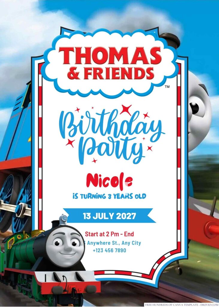 Free Editable Thomas and Friends Birthday Invitation