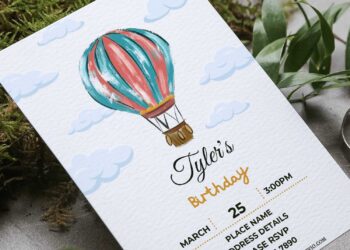 (Free Editable PDF) Fun And Whimsical Hot Air Balloon Birthday Invitation Templates