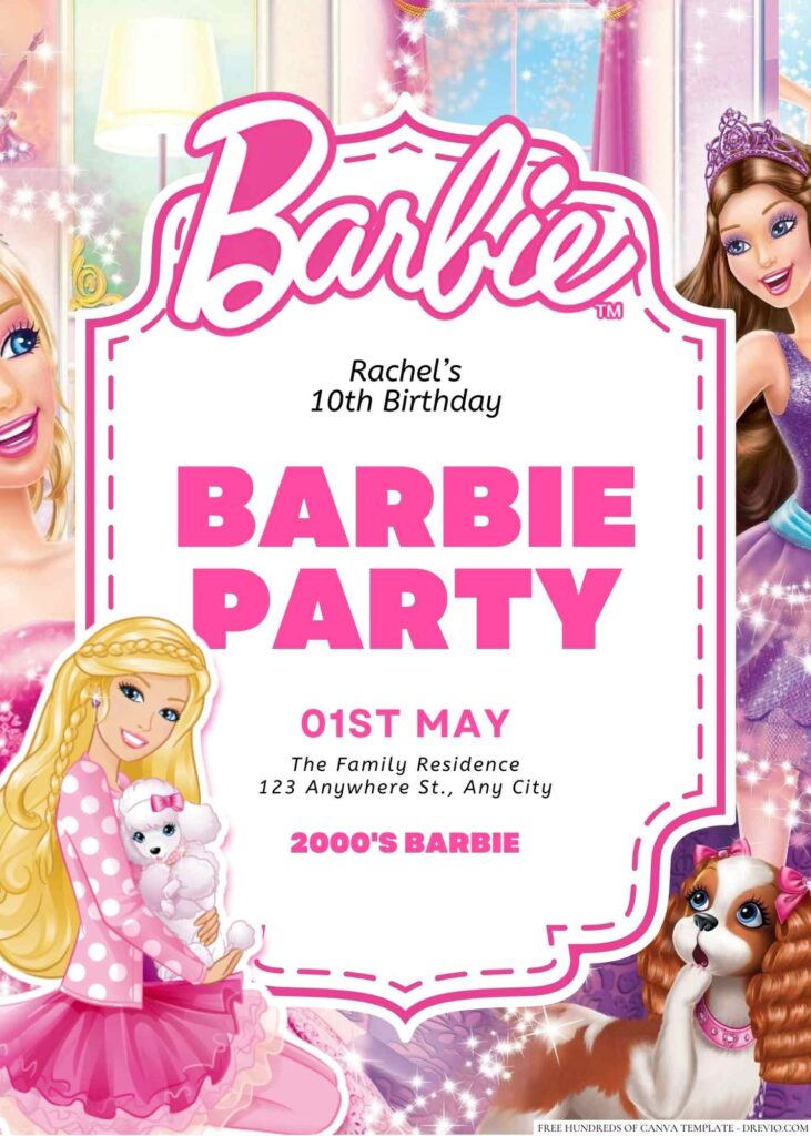 Free Editable Barbie Birthday Invitation