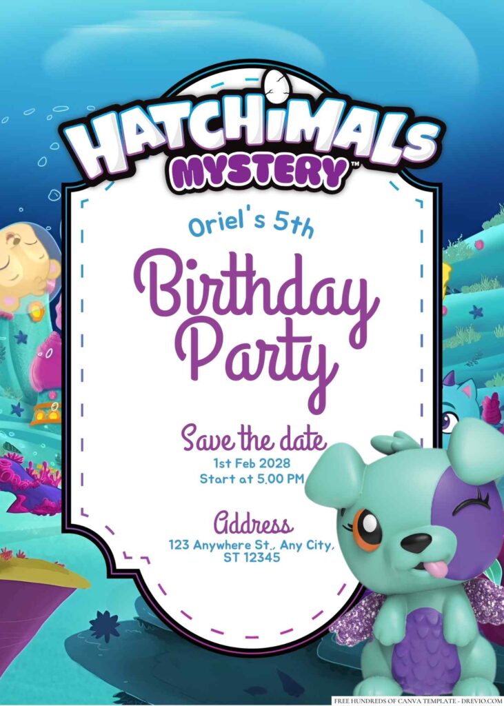 Free Editable Hatchimals Birthday Invitation